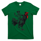 Funny Design Bachelorette Party Cool Cowboy Riding Chicken T-Shirt - Green