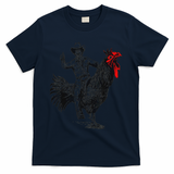 Funny Design Bachelorette Party Cool Cowboy Riding Chicken T-Shirt - Navy