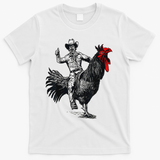 Funny Design Bachelorette Party Cool Cowboy Riding Chicken T-Shirt - White