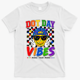 Funny Dot Day Vibes Smile Face Polka Dot T-Shirt - White