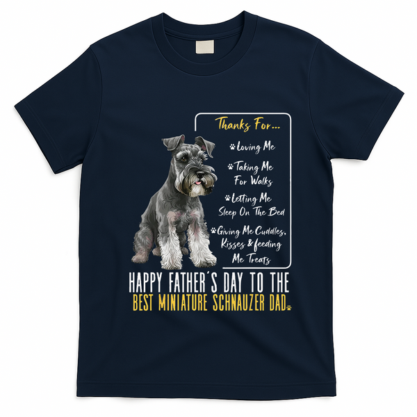 Funny Dog Dad Happy Fathers Day The Best Miniature Schnauzer Dad T-Shirt - Navy Blue