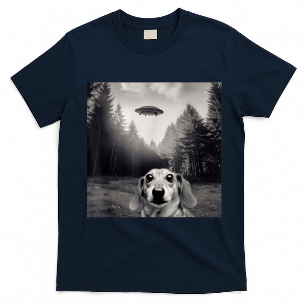 Funny Dachshund Dog Alien Ufo Gift T-Shirt - Navy Blue