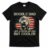 Funny Doodle Dad Goldendoodle Regular Dad But Cooler American Flag T-Shirt - Black