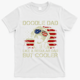 Funny Doodle Dad Goldendoodle Regular Dad But Cooler American Flag T-Shirt - White