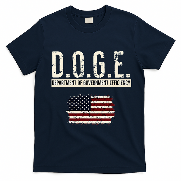 Funny Doge Department Of Government Efficiency . D.O.G.E. T-Shirt - Navy Blue
