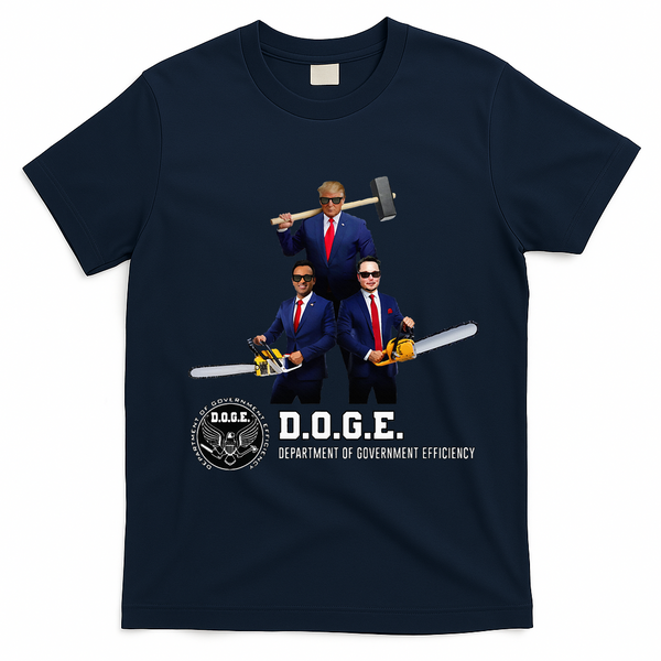 Funny D.O.G.E. (Department Of Government Efficiency) Doge T-Shirt - Navy Blue