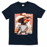 Funny Dachshund Dog Cow Hat Reach Sky Western Puppy Retro T-Shirt - Navy Blue