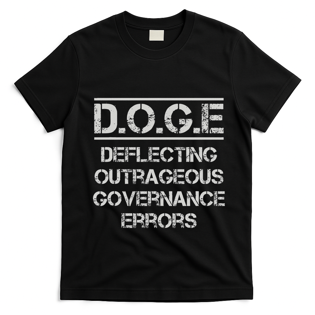 Funny Doge. Deflecting Outrageous Governance Errors T-Shirt - Black