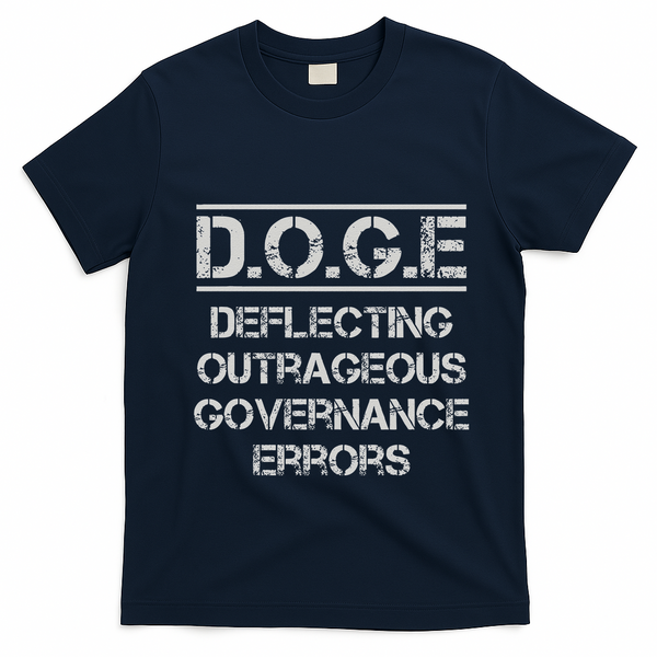 Funny Doge. Deflecting Outrageous Governance Errors T-Shirt - Navy Blue