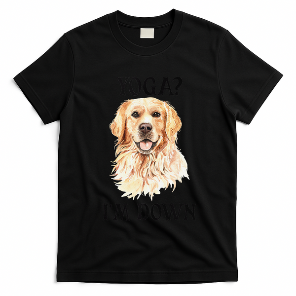 Funny Downward Facing Dog Yoga Gift With A Golden Retriever T-Shirt - Black