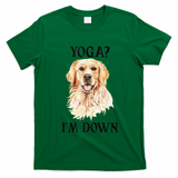 Funny Downward Facing Dog Yoga Gift With A Golden Retriever T-Shirt - Irish Green