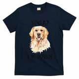 Funny Downward Facing Dog Yoga Gift With A Golden Retriever T-Shirt - Navy Blue
