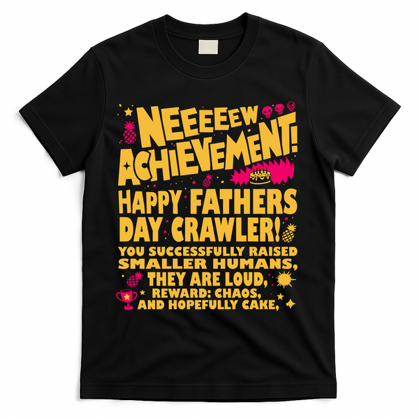 Fathers Day Gamer Dad Achievement Funny Lit RPG Gift T-Shirt - Black