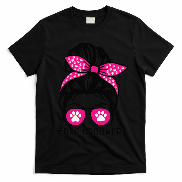 Funny Dog Groomer Grooming Pet Stylist Lady T-Shirt - Black