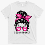 Funny Dog Groomer Grooming Pet Stylist Lady T-Shirt - White