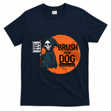 Funny Dog Groomer Brush Your Dog Grooming Reaper Halloween T-Shirt - Navy Blue