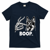 Funny Dog German Shepherd Skeleton Hand Boop Costume T-Shirt - Navy Blue
