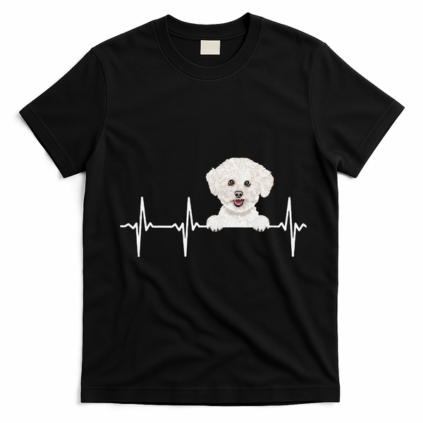 Funny Dog Heartbeat For Bichons Frise Lovers T-Shirt - Black