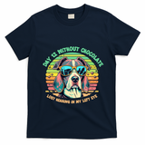 Funny Dog Hot Chocolate Milk Lovers Funny Gift T-Shirt - Navy Blue