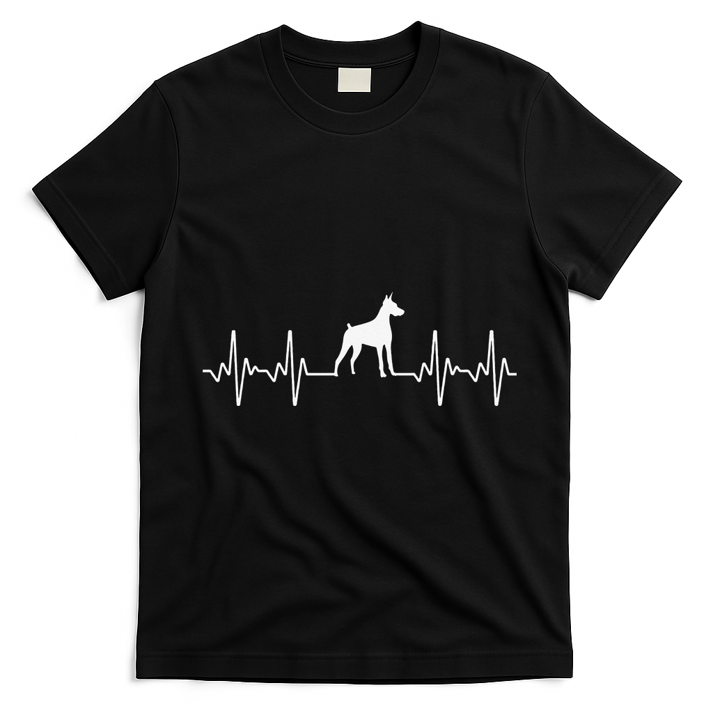 funny Doberman Heartbeat For Doberman Lover T-Shirt - Black