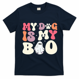 Funny Dog Lover Halloween Puppy Groovy My Dog Is My Boo Gift T-Shirt - Navy Blue