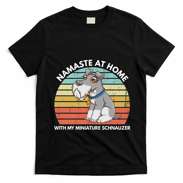 Funny Dog Mom And Yoga Lover Miniature Schnauzer Meaningful Gift T-Shirt - Black