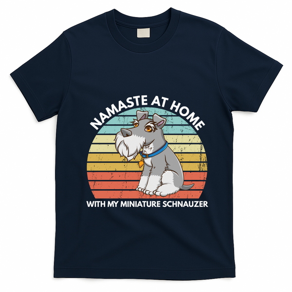 Funny Dog Mom And Yoga Lover Miniature Schnauzer Meaningful Gift T-Shirt - Navy Blue