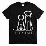 Fur Dad Pet Lover Cat Dog Dad Husband Funny Fathers Day T-Shirt - Black