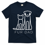 Fur Dad Pet Lover Cat Dog Dad Husband Funny Fathers Day T-Shirt - Navy Blue