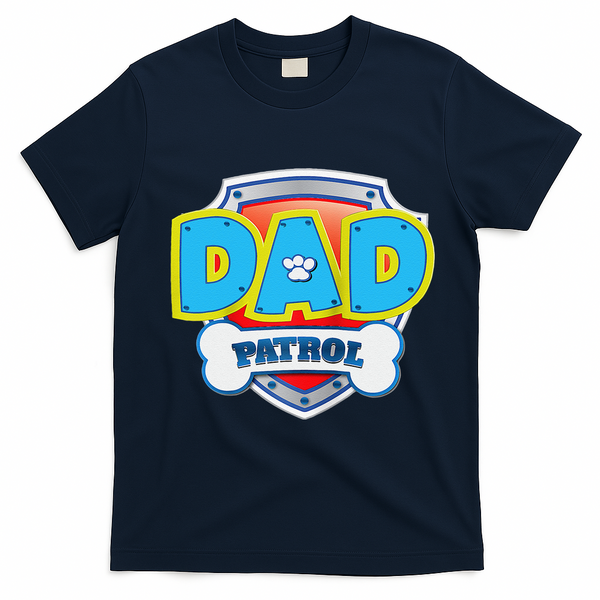 Funny Dad Patrol Dog Gift Birthday Party T-Shirt - Navy Blue