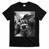 Funny Dogs Selfie With UFOs T-Shirt - Black