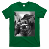 Funny Dogs Selfie With UFOs T-Shirt - Irish Green