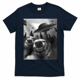 Funny Dogs Selfie With UFOs T-Shirt - Navy Blue