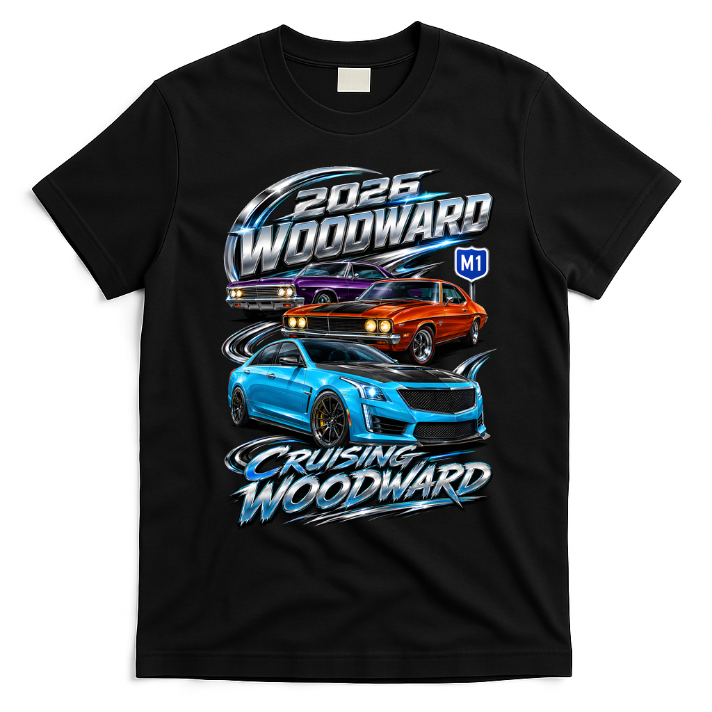 Future Detroit Velocity | 2026 Woodward Ave M1 T-Shirt - Black