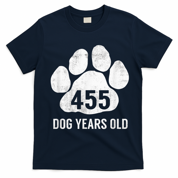 Funny Dog Years Old Vintage 65th Birthday Gag Gift T-Shirt - Navy Blue