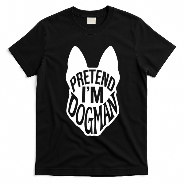 Funny Easy Adult Halloween Costumes Pretend I'm Dogman T-Shirt - Black