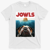Funny English Bulldog Jowls Burger Bully Dog Mom Dog Dad T-Shirt - White