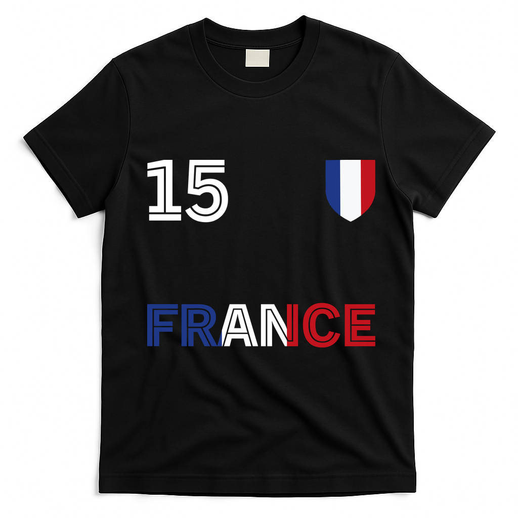 French Football 15 Jersey France Soccer Fan T-Shirt - Black