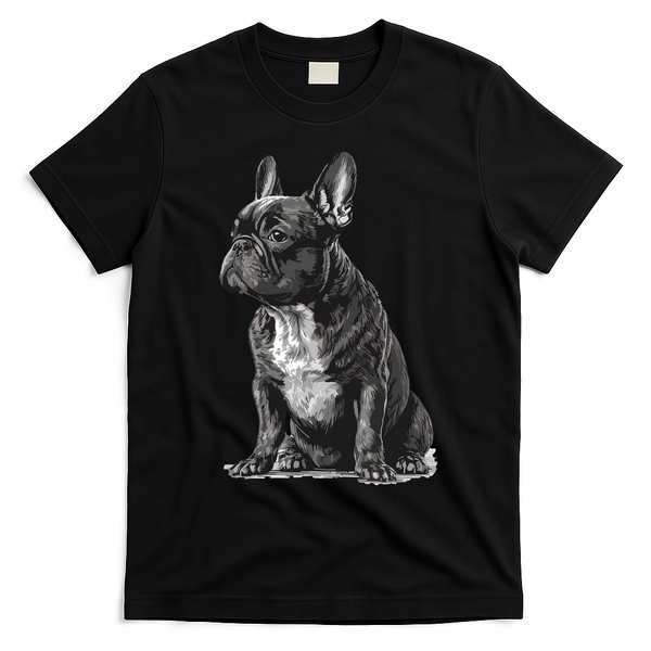 Funny French Bulldog Frenchie Black And White T-Shirt - Black