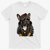 Funny French Bulldog Frenchie Rap Hip Hop R&B T-Shirt - White