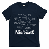 Funny Frenchie Clothes Gift Anatomy Of A French Bulldog T-Shirt - Navy Blue