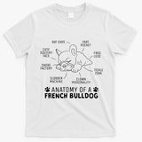 Funny Frenchie Clothes Gift Anatomy Of A French Bulldog T-Shirt - White