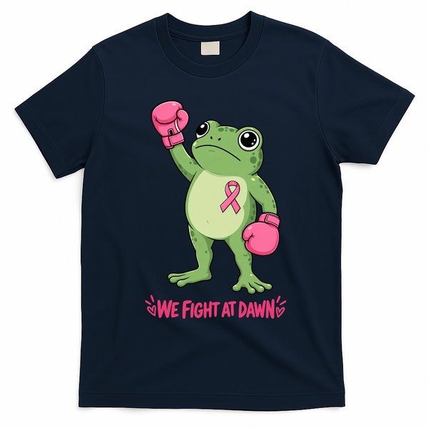 Funny Frog Chemo We Fight At Dawn Breast Cancer T-Shirt - Navy Blue