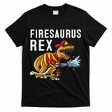 Funny Firemen Firefighter Gift Dino Cool Firesaurus Rex T-Shirt - Black