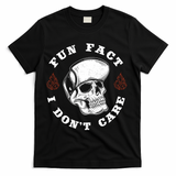 Fun Fact I Don't Care Funny Skeleton Sarcastic T-Shirt - Black