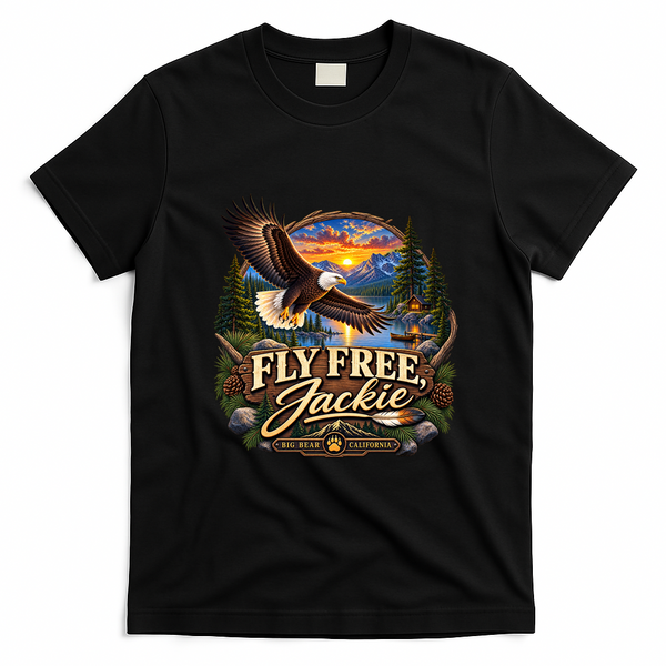 Fly Free Jackie Bald Eagle RIIP T-Shirt - Black