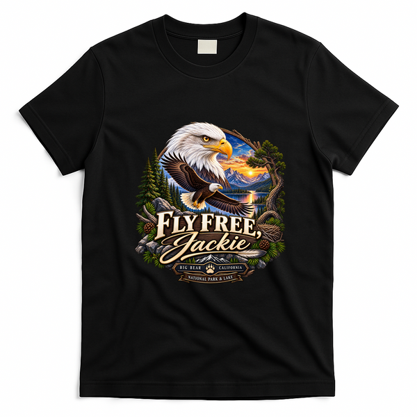 Fly Free Jackie Eagle Big Bear California National Park & Lake T-Shirt - Black