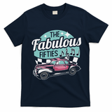Fabulous Fifties Rockabilly Classic Car Psychobilly Rocker T-Shirt - Navy Blue