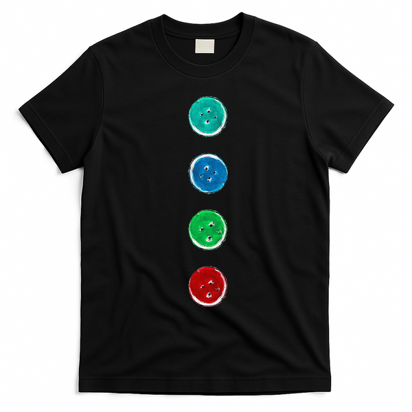 Four Groovy Buttons Blue Cat Funny Halloween Custom T-Shirt - Black
