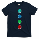 Four Groovy Buttons Blue Cat Funny Halloween Custom T-Shirt - Navy Blue